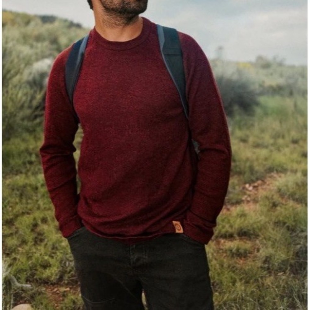PAKA Original Crew Sweater Men's Sz S New Burgundy Alpaca Blend Handmade - Picture 2 of 11